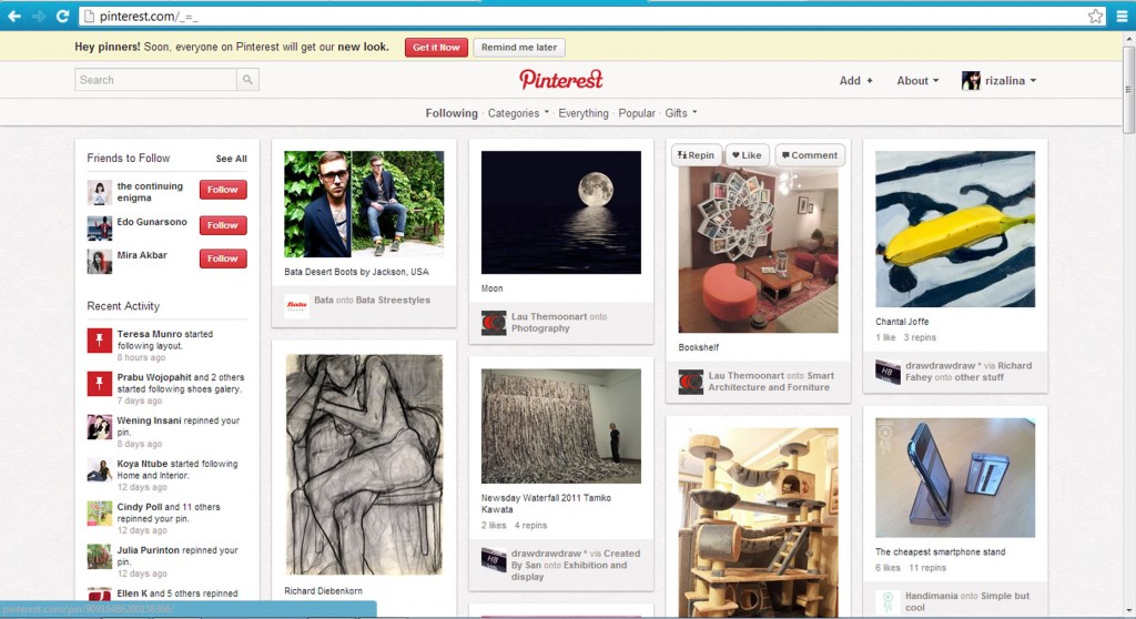 Gambar 1: Dashboard Pinterest