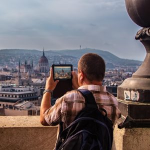 Tourist on Saint Istvan Basilika in Budapest