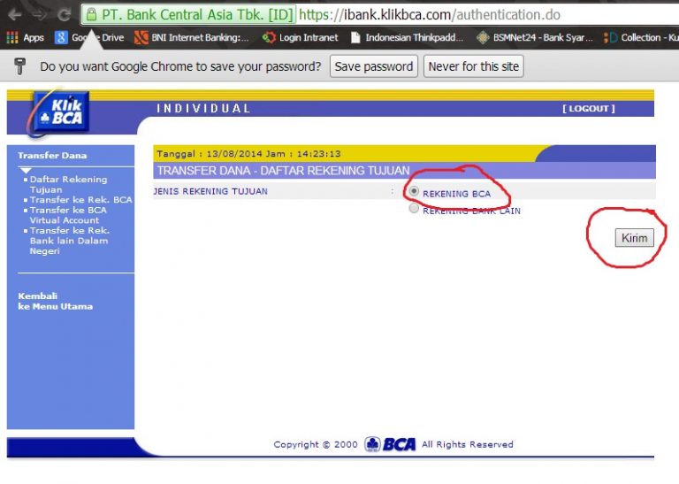 Cara Transfer Ke Sesama Rekening BCA Melalui KlikBCA